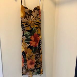 Caché Strapless Tropical Floral Column Dress, Size 2, Like New